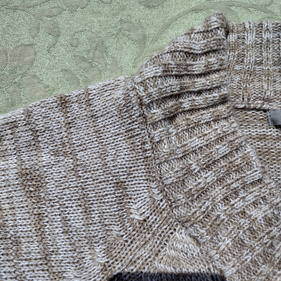 Vintage Jason Maxwell 2X Plus Size Oatmeal Tweed V-Neck Fisherman Style Sweater - Picture 6 of 12